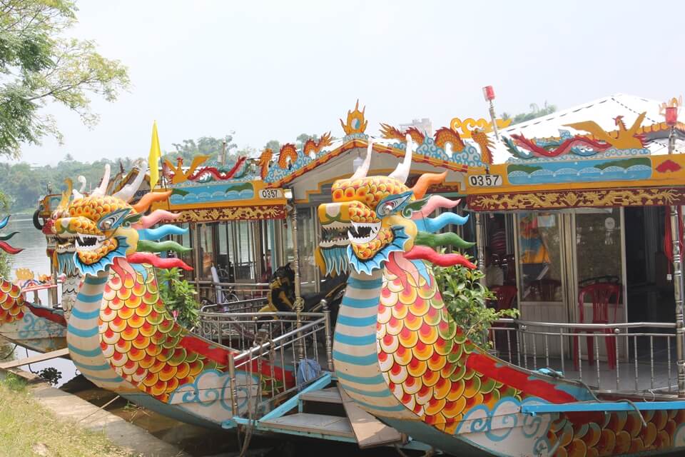 Double dragon boat on the Perfume River