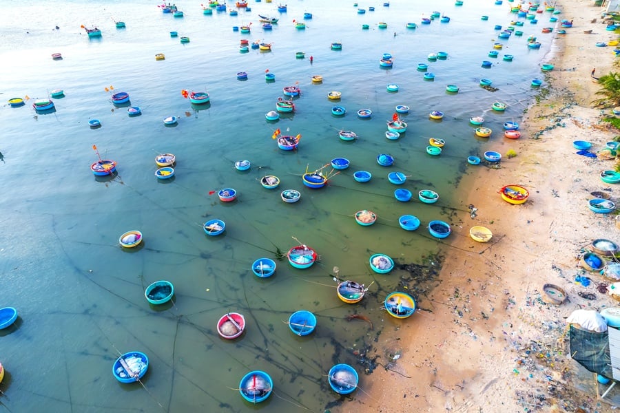 Fishing boats in Mui Ne Phan Thiet are resting