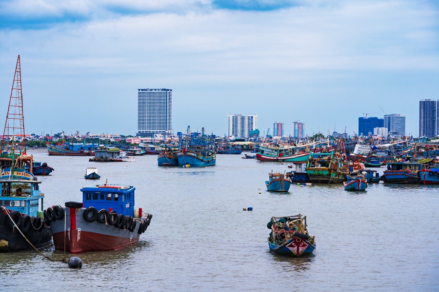 Fishing boats play an essential role in the rhythm of coastal life in Vung Tau.