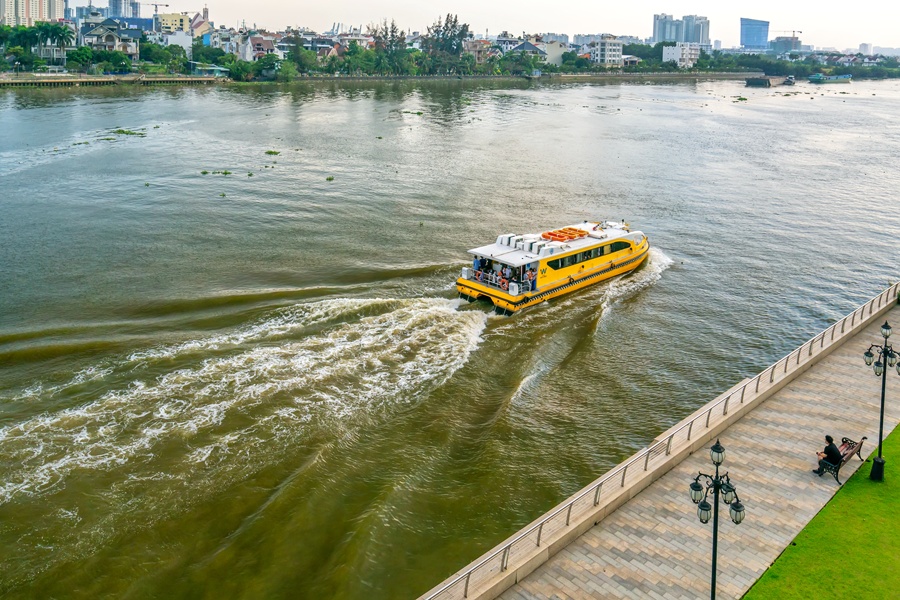 Boat on the Saigon River in Ho Chi Minh City