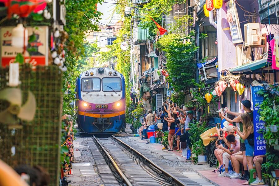 Amazing train street in Hanoi
