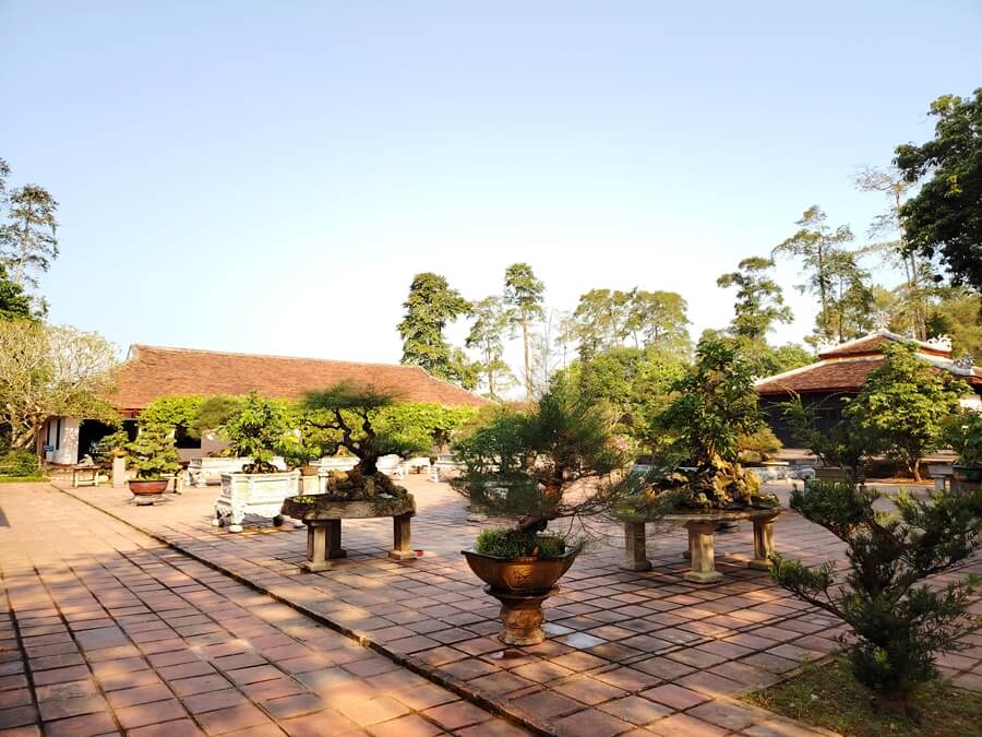 Peaceful view of Thien Mu Pagoda and its garden in Hue, Vietnam