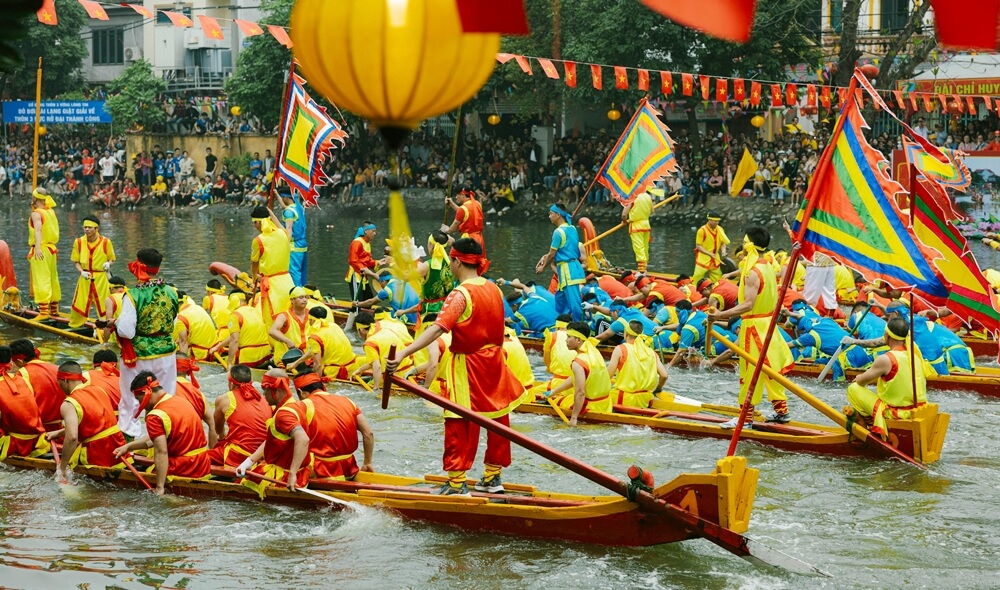 Boat racing festival in Vietnam during the spring festival season