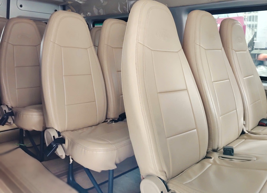 Interior of a private van used for Noi Bai Airport transfers to Hanoi city