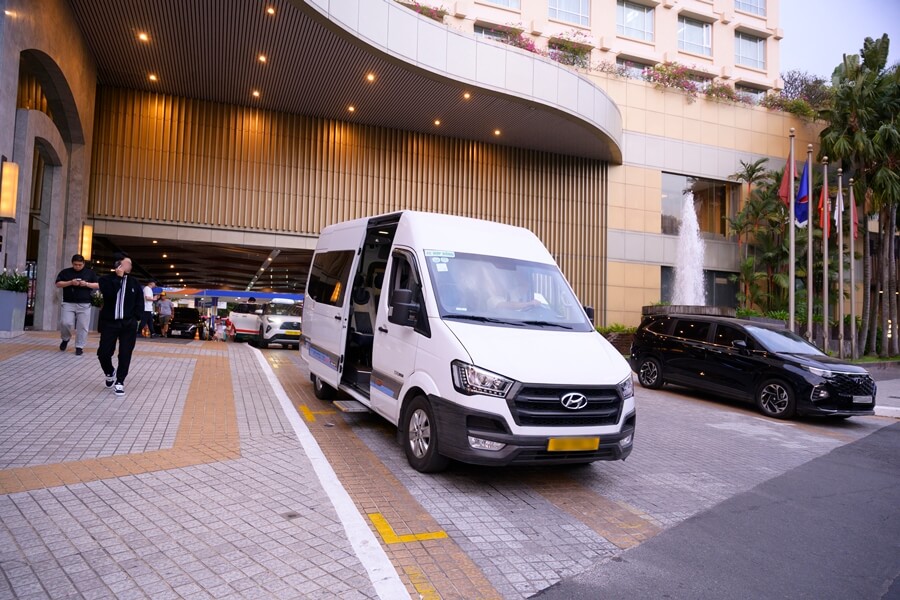 Private cars waiting for passengers at a hotel in Ho Chi Minh City