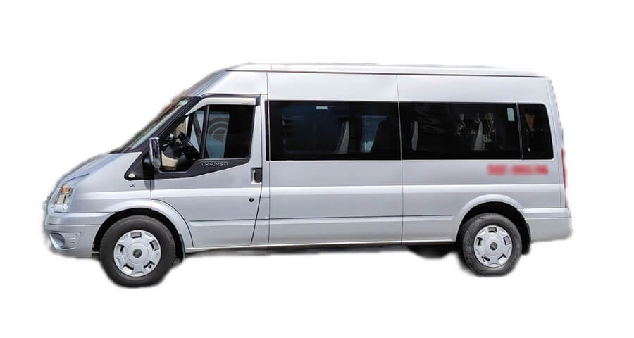 16-seater van used for private airport transfer from Tan Son Nhat International Airport to Ho Chi Minh City