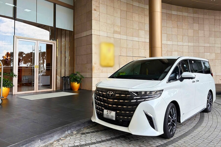 White Toyota Alphard luxury MPV dispatched from HCMC to Da Nang and Hoi An for VIP hotel transfer