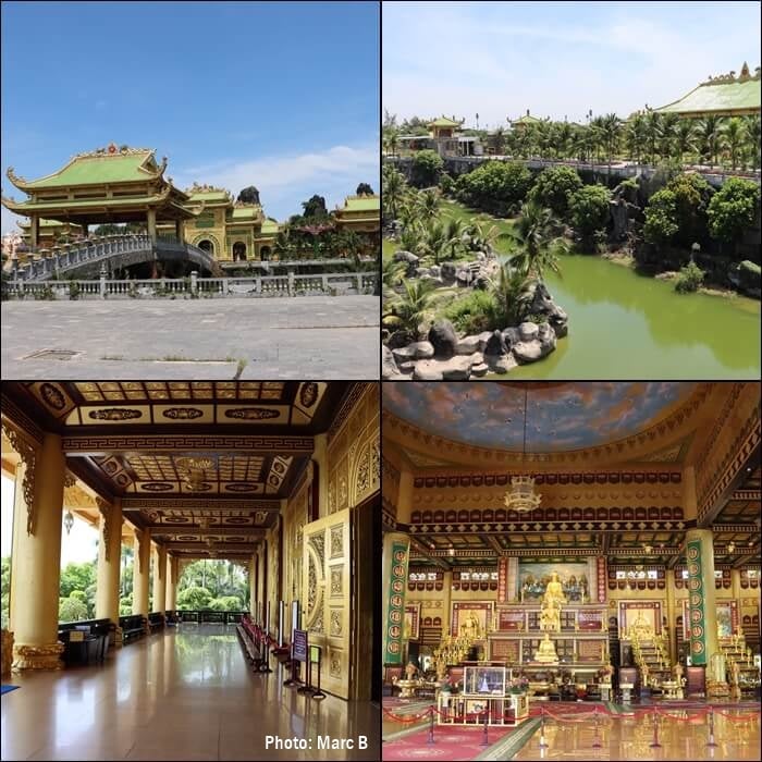 Combine photos at Golden Temple called Kim Dien in Dai Nam