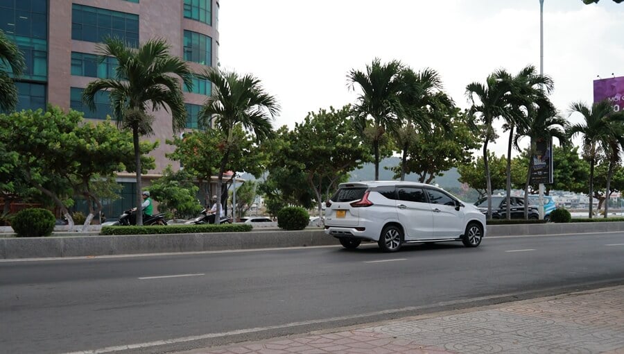 One of our cars drives on Tran Phu coastal road in Nha Trang