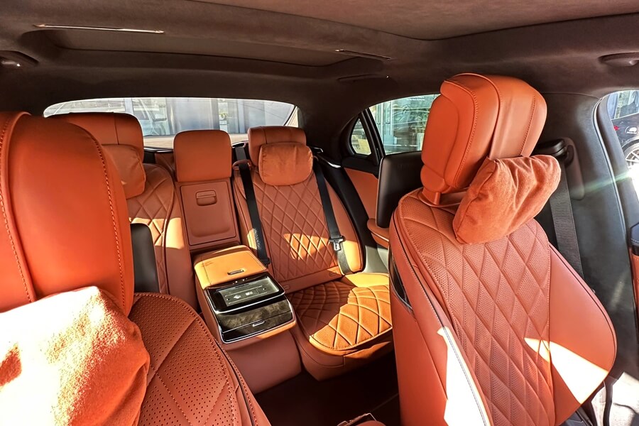 Premium orange leather seating in the Mercedes-Benz S-Class S 450