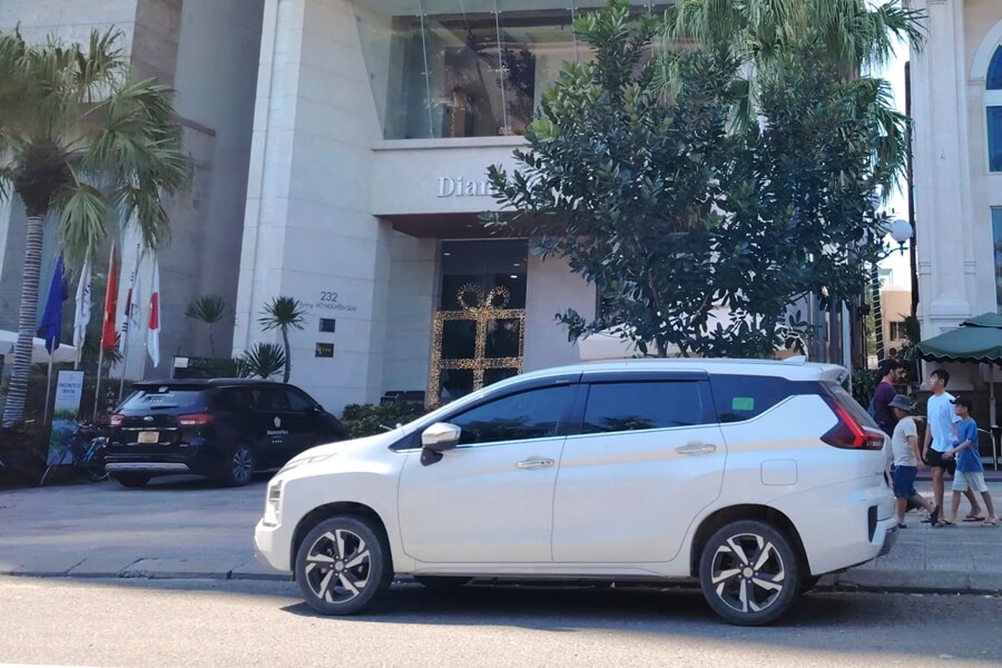 Private car waits for picking up a guest at a hotel in Da Nang for transfer to Dung Quat