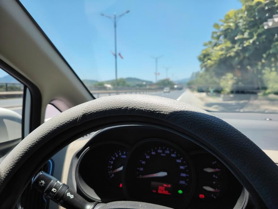 Driver's view from a private vehicle in Vietnam
