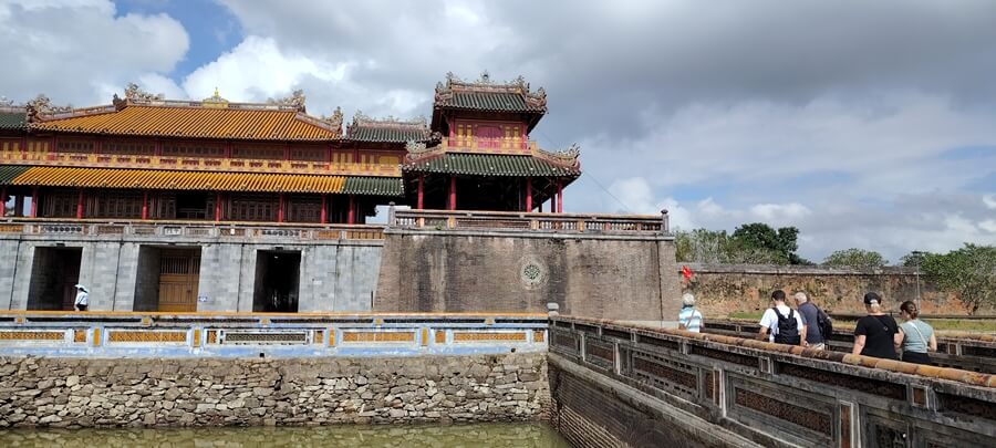 Visitors exploring Ngo Mon Gate at the Imperial Citadel in Hue City