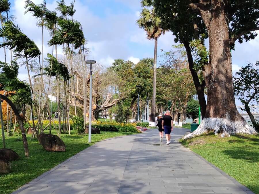 Walking and cycling path along the north bank of the Perfume River in Hue